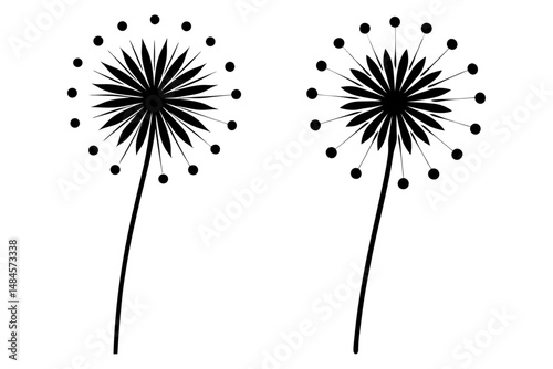 Minimalist dandelion seed stencil icon.