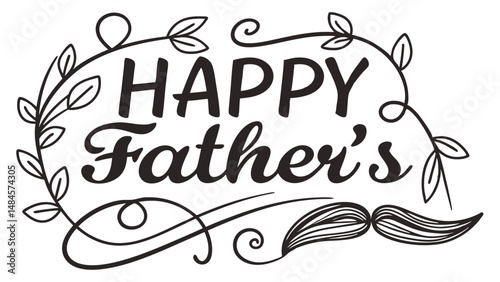 Happy Fathers Day card with cute watercolor illustration of dad with son fly a kite and walking together, modern typography, holiday wishes. Father's Day templates for poster, cover, banner, 