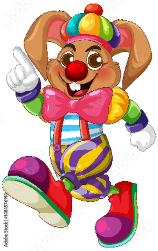 Colorful Cartoon Clown Rabbit Illustration