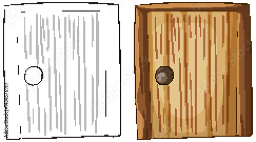 Wooden Door Vector Illustration