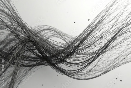Complex interwoven lines forming a dynamic grid, monochrome palette, digital, construction