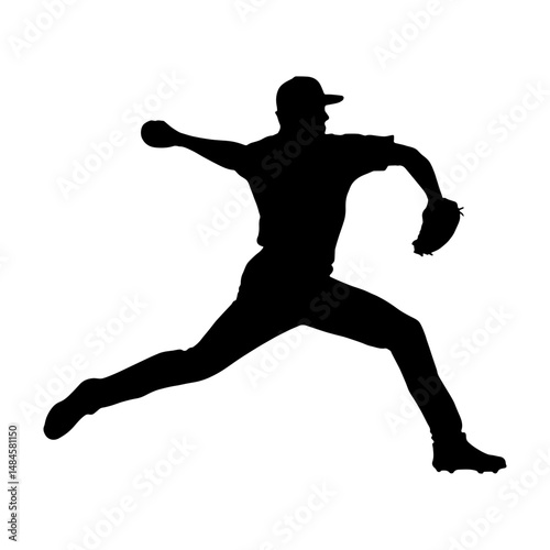 Silhouette of baseball player pitching