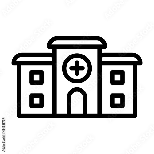 Hospital Vector Line Icon Design