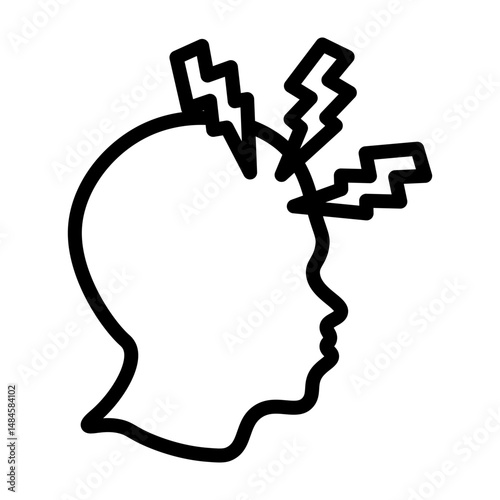 Headache Vector Line Icon Design