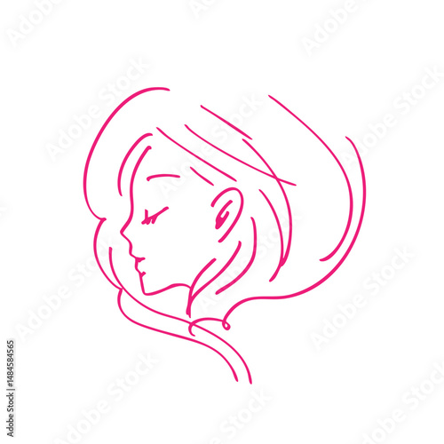 やさしさに包まれる横顔の女性 ー シンプルで美しい線画イラスト