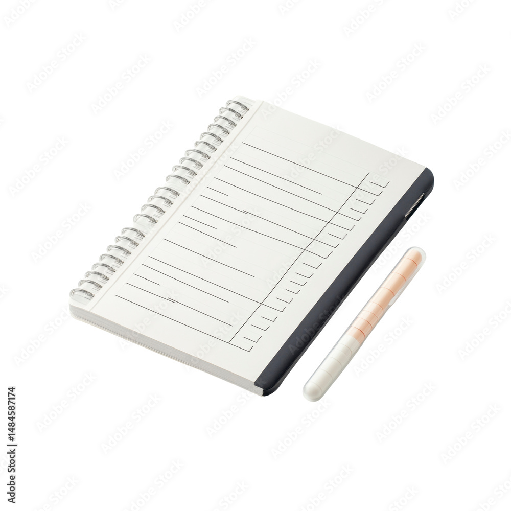 Naklejka premium Spiral Notebook and Pen - Planning and Organization Concept