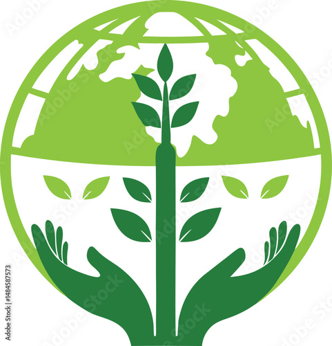 Round save the world icon, vector illustration, save the environment slogan