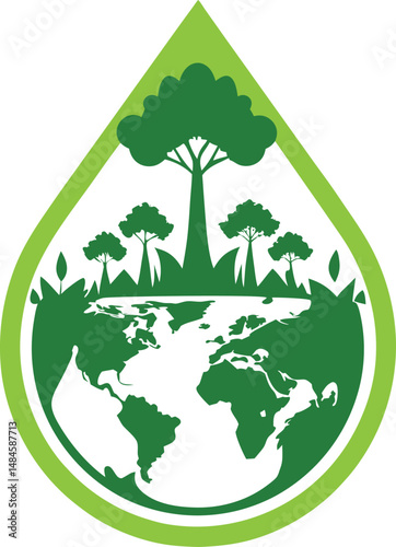 Save the world icon vector illustration, save the environment slogan