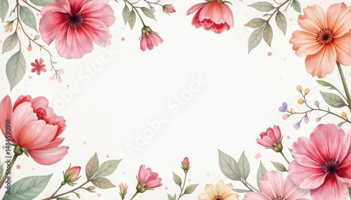 Delicate watercolor floral pattern with soft pastel shades, bridal, illustration