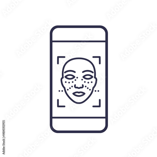 Facial recognition technology interface on smartphone screen  