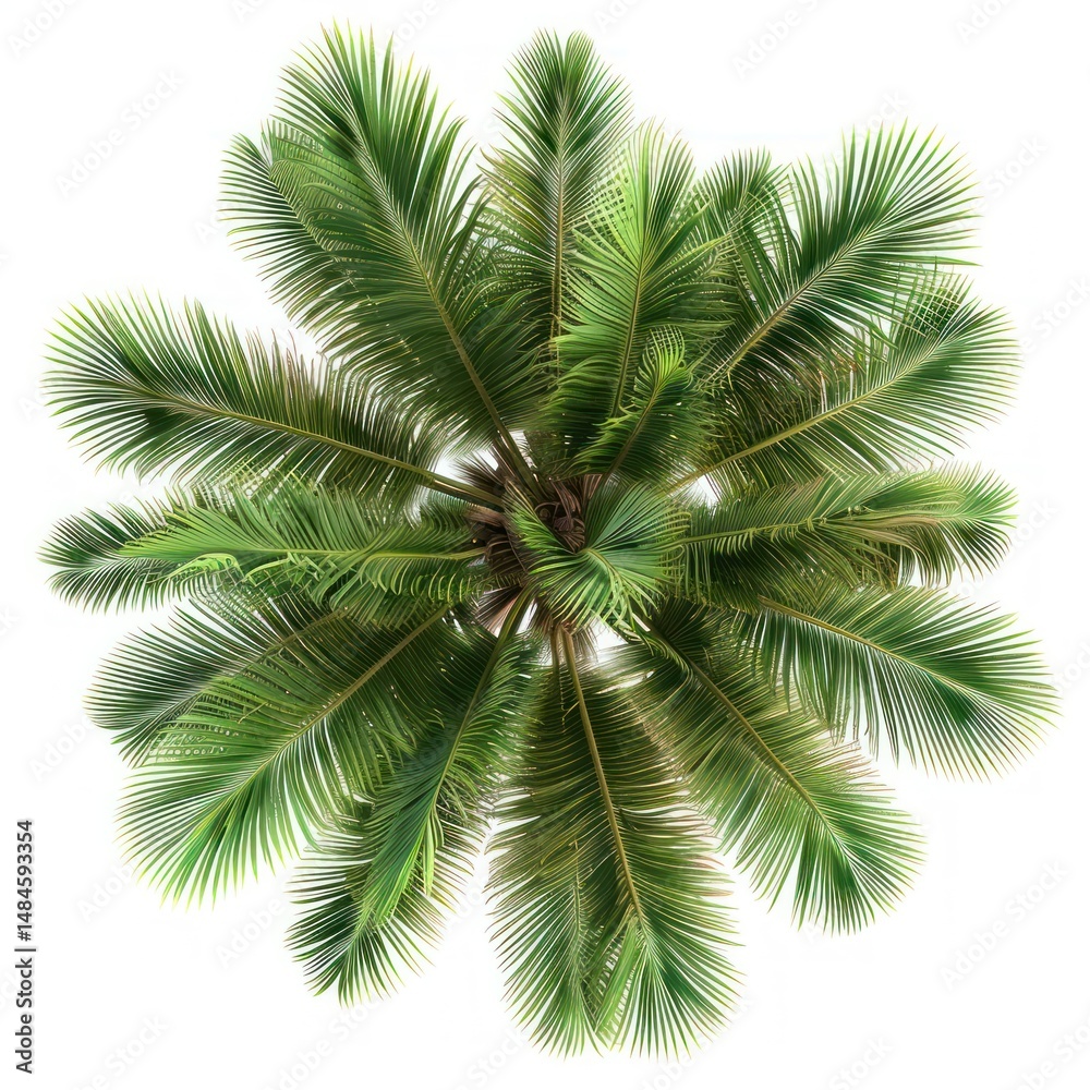 Fototapeta premium Tropical palm tree top view