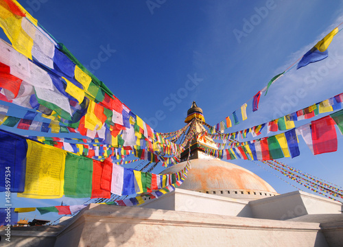 Boudhanath Stupa in Kathmandu, Nepal, UNESCO World Heritage Site.