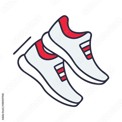 Sport shoes icon with red accents in a minimalist design  