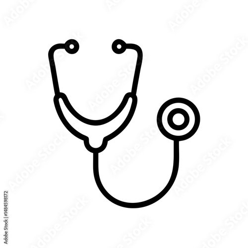 Stethoscope icon in minimalist design with black outlines  
