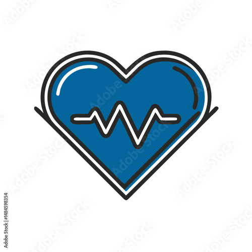 Heart shape icon with heartbeat line in blue color scheme  
