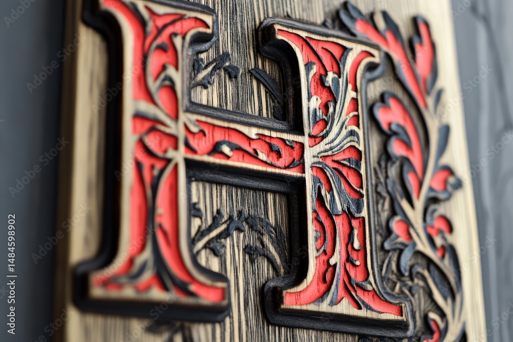 Obraz premium Ornate wooden letter 