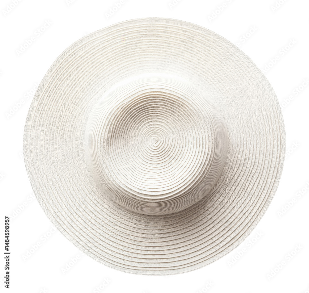 Fototapeta premium White summer hat isolated on transparent background