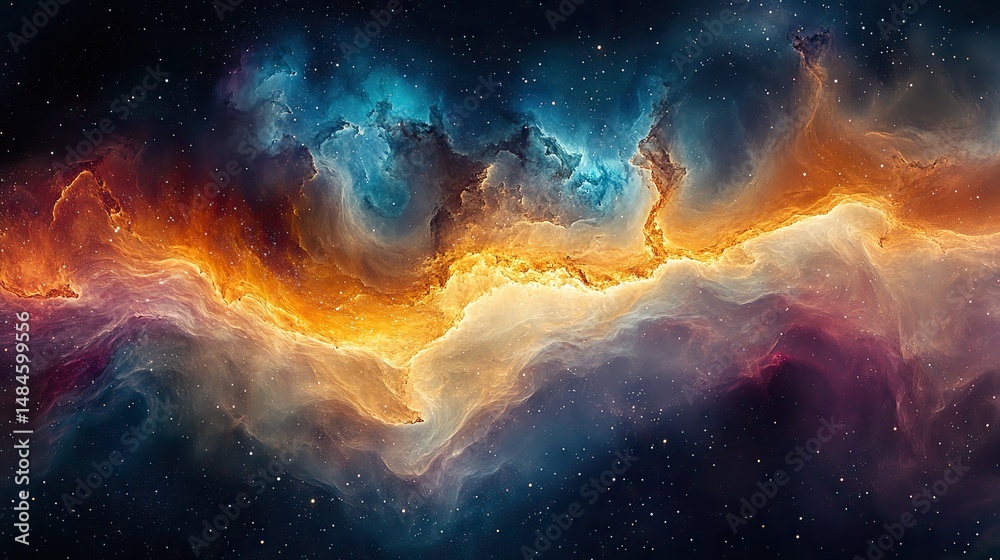 Fototapeta premium Abstract patterns of swirling galaxies and nebulae, filled with vibrant colors and cosmic dust