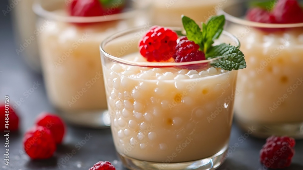 Creamy Tapioca Pudding with Chewy Pearls and Fresh Raspberries Creamy Tapioca Pudding with Chewy Pearls and Fresh Raspberries