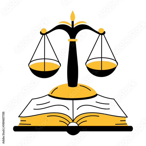 Justice book illustration in hand drawn style 
