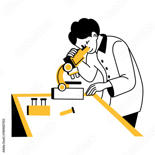 A hand drawn illustration of a forensic expert 
