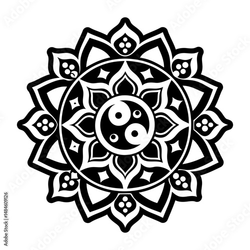 Solid icon depicting harmony mandala artwork