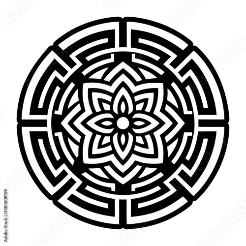 Solid icon depicting sacred flower blooming energy