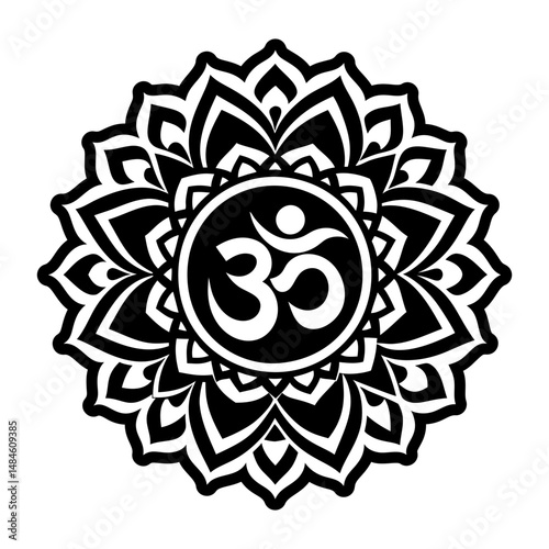 Solid icon depicting om spiritual mantra