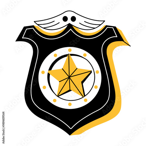 A hand draw illustration of officer badge 

