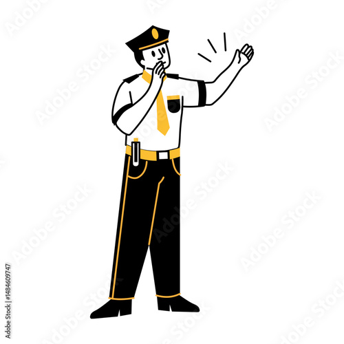 A hand drawn illustration of traffic police 

