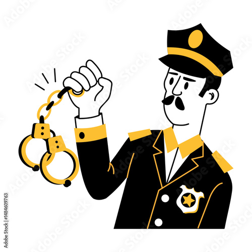 A hand drawn illustration of a police officer 
