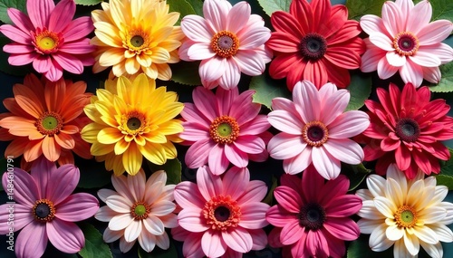 Wallpaper Mural Elegant blooming flowers arranged in a square grid , art, texture, pattern Torontodigital.ca