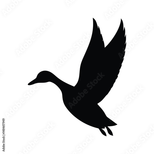 flying duck silhouette vector line art design