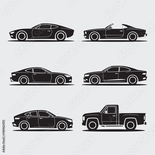 car silhouettes set - vector