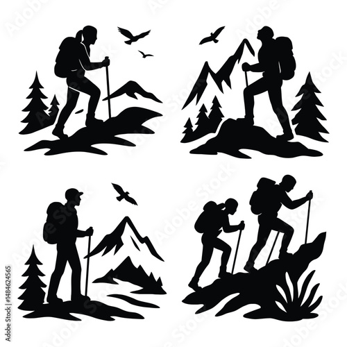 silhouettes of people on the hill.