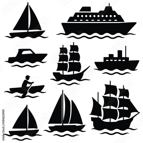set of sailing ships