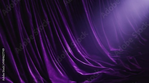  Royal purple velvet with glowing light from above, dust particles floating, opulent moodCamera Movement slow camera rotation with depth-of-field