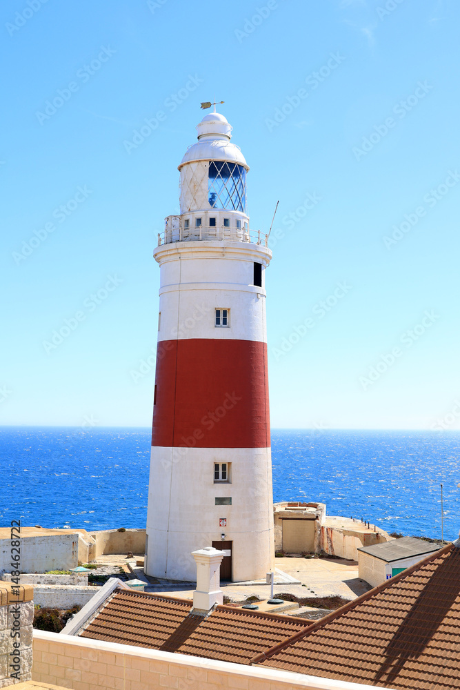 Fototapeta premium Lighthouse on the coast of Gibraltar, Great Britain 