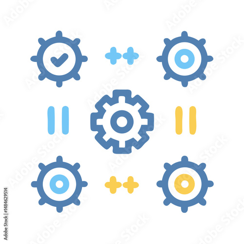 Collection of colorful gear icons representing settings and adjustments