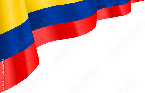 Colombia National Flag Ribbon Corner Border Illustration