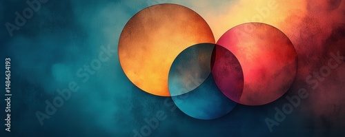 Obraz na płótnie Abstract geometric artwork with vibrant colors and dynamic circular forms w salonie