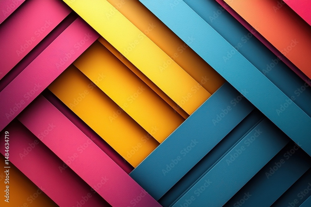 Abstract diagonal layered pattern with vibrant colorful textures and contrasts