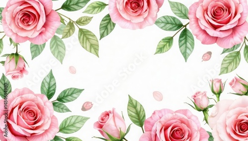 Delicate watercolor roses repeat in a soft, romantic pattern , repetitive, wallpaper