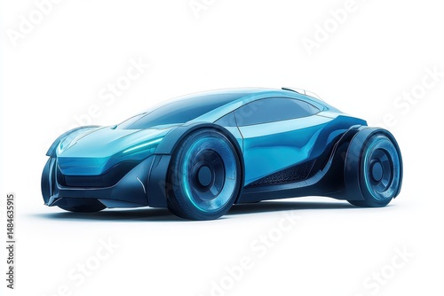 Vehicle Isolated. Electric Fast Car with Plug-in Connect Engine in Automobile Industry