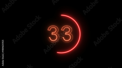 Wallpaper Mural A dynamic circle glowing neon number 33 illustration. on a black background. and creating a stunning video.4k illustration.
 Torontodigital.ca