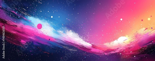 Obraz na płótnie Colorful gradient abstract illustration with flowing shapes and small bubbles w salonie