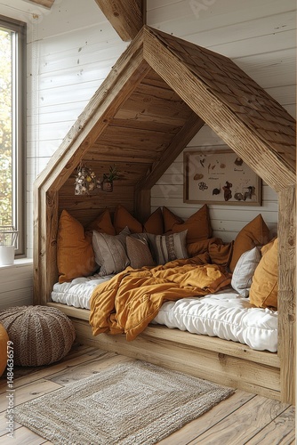 Obraz na płótnie Cozy Loft with Rustic Wooden Decor and Warm Natural Lighting w salonie