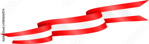 Red and White Austria Flag Wavy Ribbon Corner Border Illustration