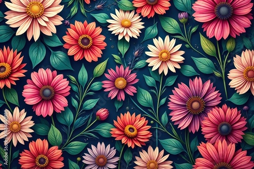 Intricate, flowing floral design, continuous pattern , pattern, plant
