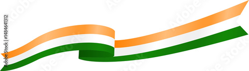 Orange White and Green India Flag Wavy Ribbon Corner Border Illustration